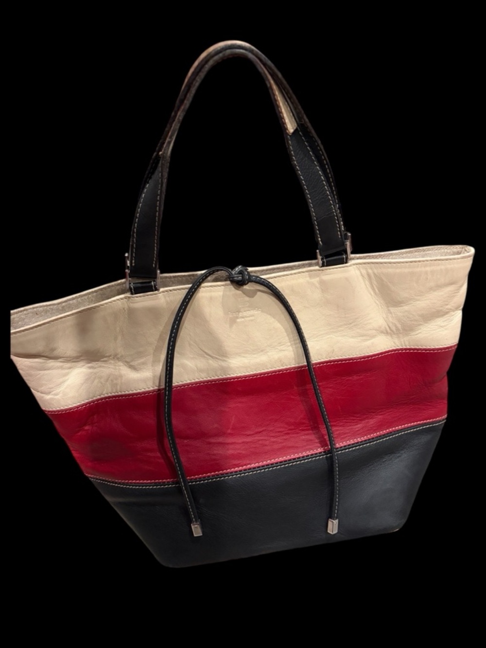 kate spade Cream, Red & Black Colorblock Leather Tote